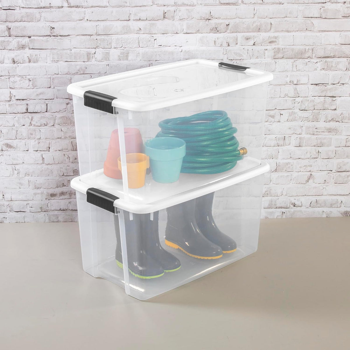 Clear Storage Bins With Lids, 70 Quart, 4 Pack By Sterilite