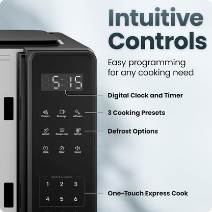 Compact 0.7 Cu Ft Countertop Microwave with 6 Presets and Mute Button