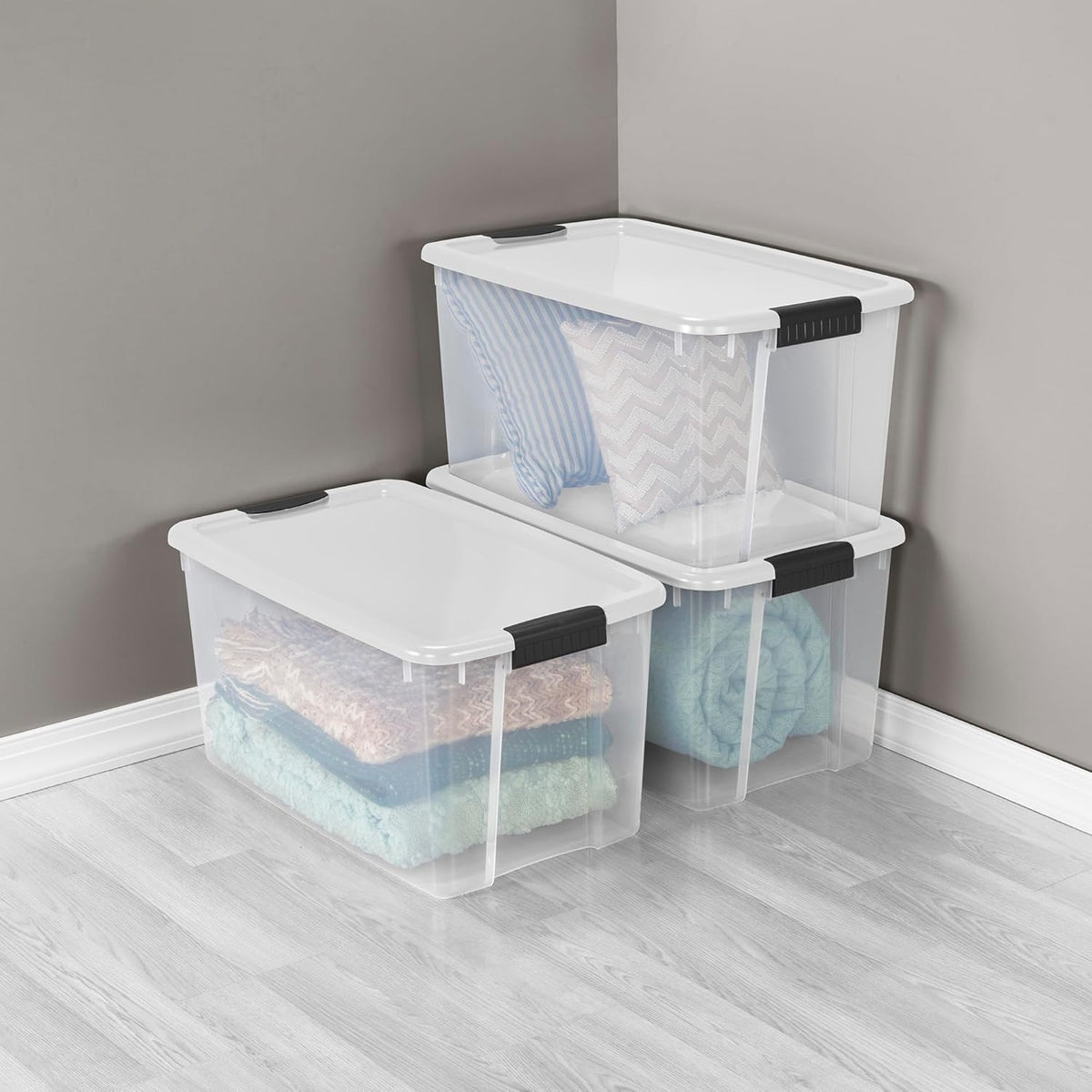 Clear Storage Bins With Lids, 70 Quart, 4 Pack By Sterilite