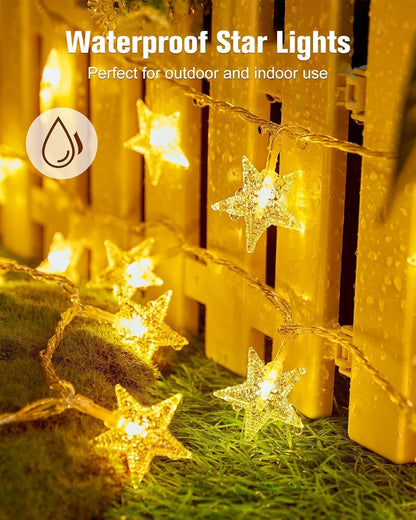 Minetom 17ft Battery Star String Lights, 50 LED Warm White With Timer
