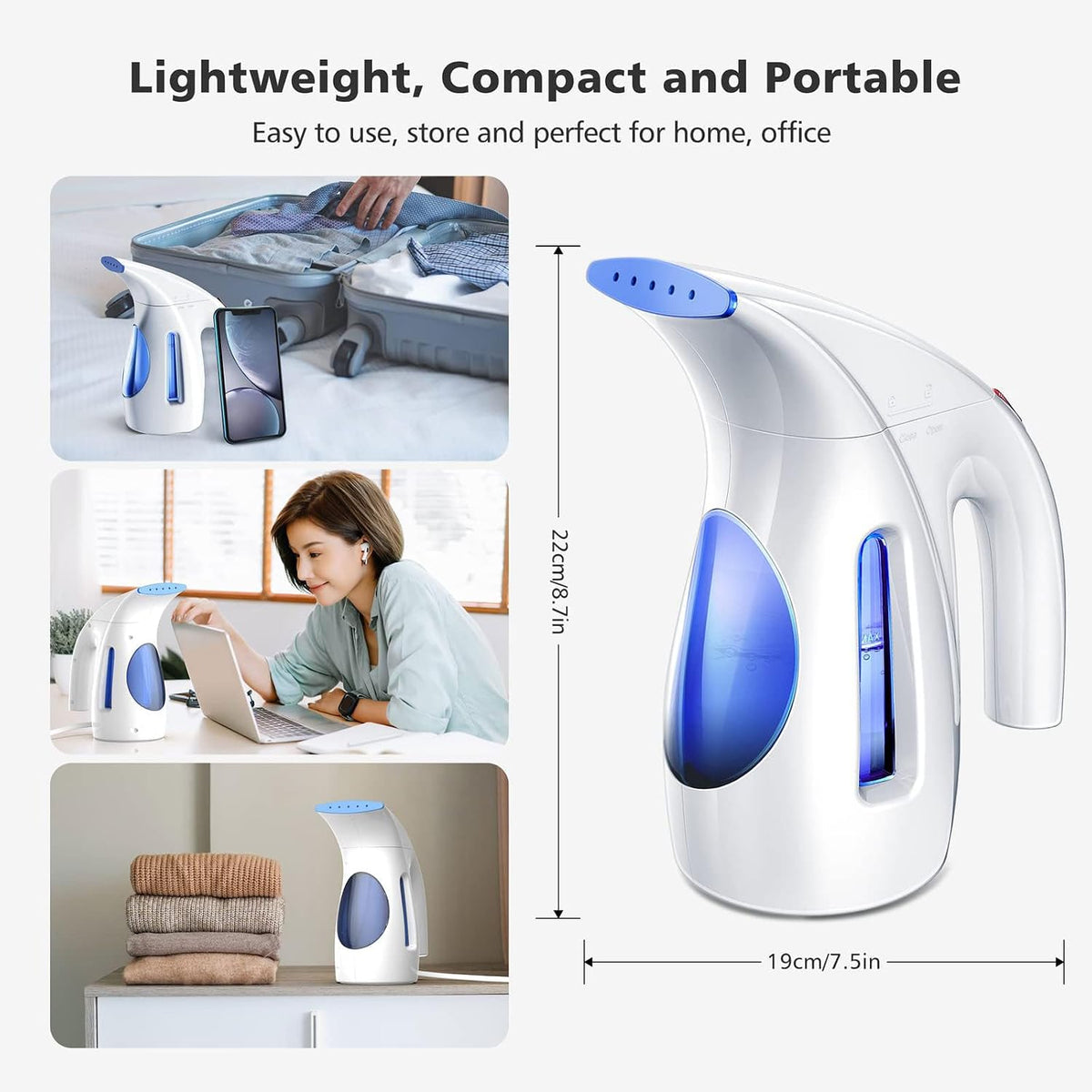 HiLIFE Portable Garment Steamer, 700W Wrinkle Remover, 240ml