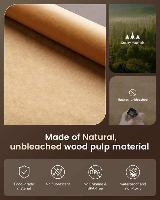 Precut Parchment Paper Sheets 9x13, 100 Count Unbleached AMFOCUS