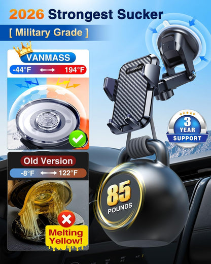 VANMASS Strong Suction Car Phone Mount for Dash, Windshield & Vent