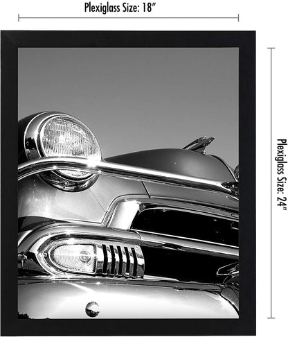 18x24 Poster Frame In Black With Polished Plexiglass And Wide Molding
