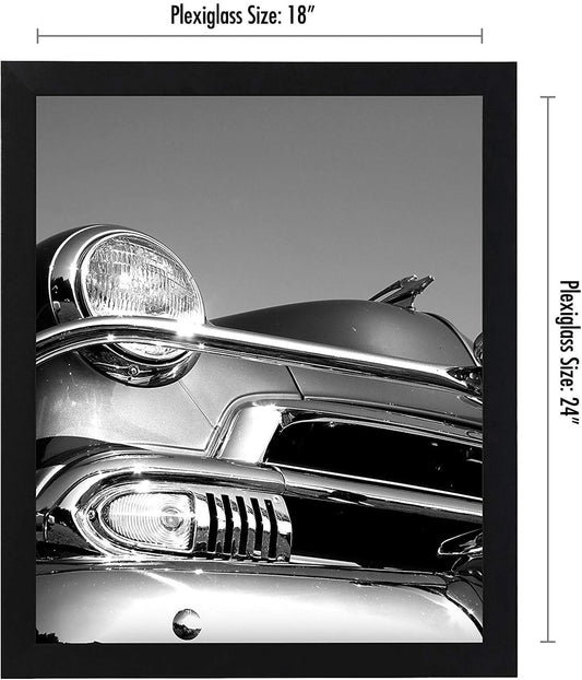 18x24 Poster Frame In Black With Polished Plexiglass And Wide Molding