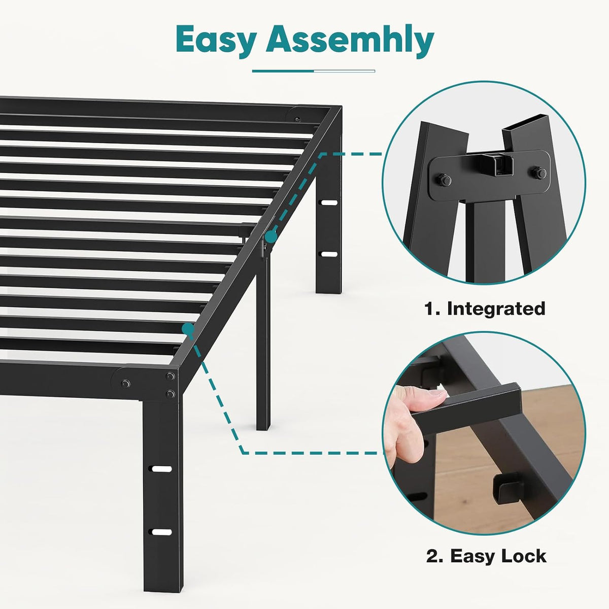 Twin Platform Bed Frame Heavy Duty Steel With Storage Sweetcrispy