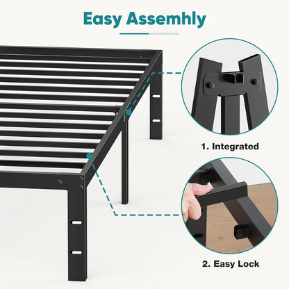 Twin Platform Bed Frame Heavy Duty Steel With Storage Sweetcrispy