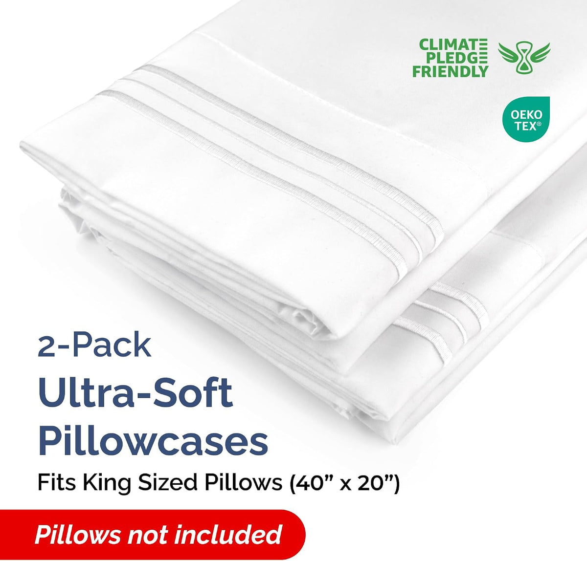 King Pillow Cases Set of 2 - Ultra Soft Hotel Quality Microfiber