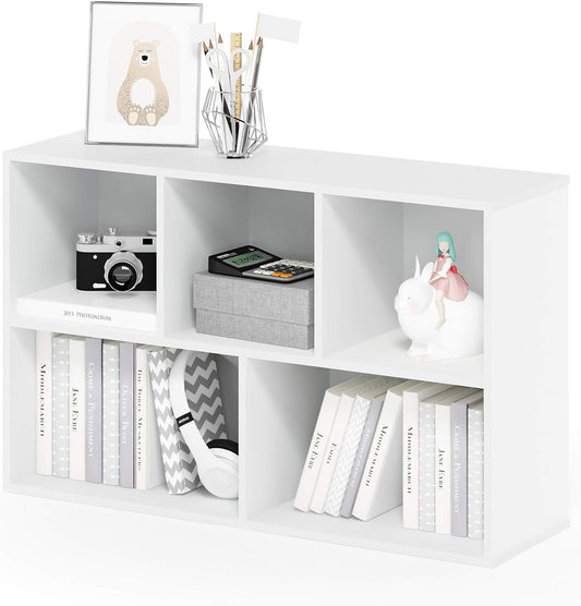 5-Cube Bookshelf, Reversible White Storage Shelf by Furinno