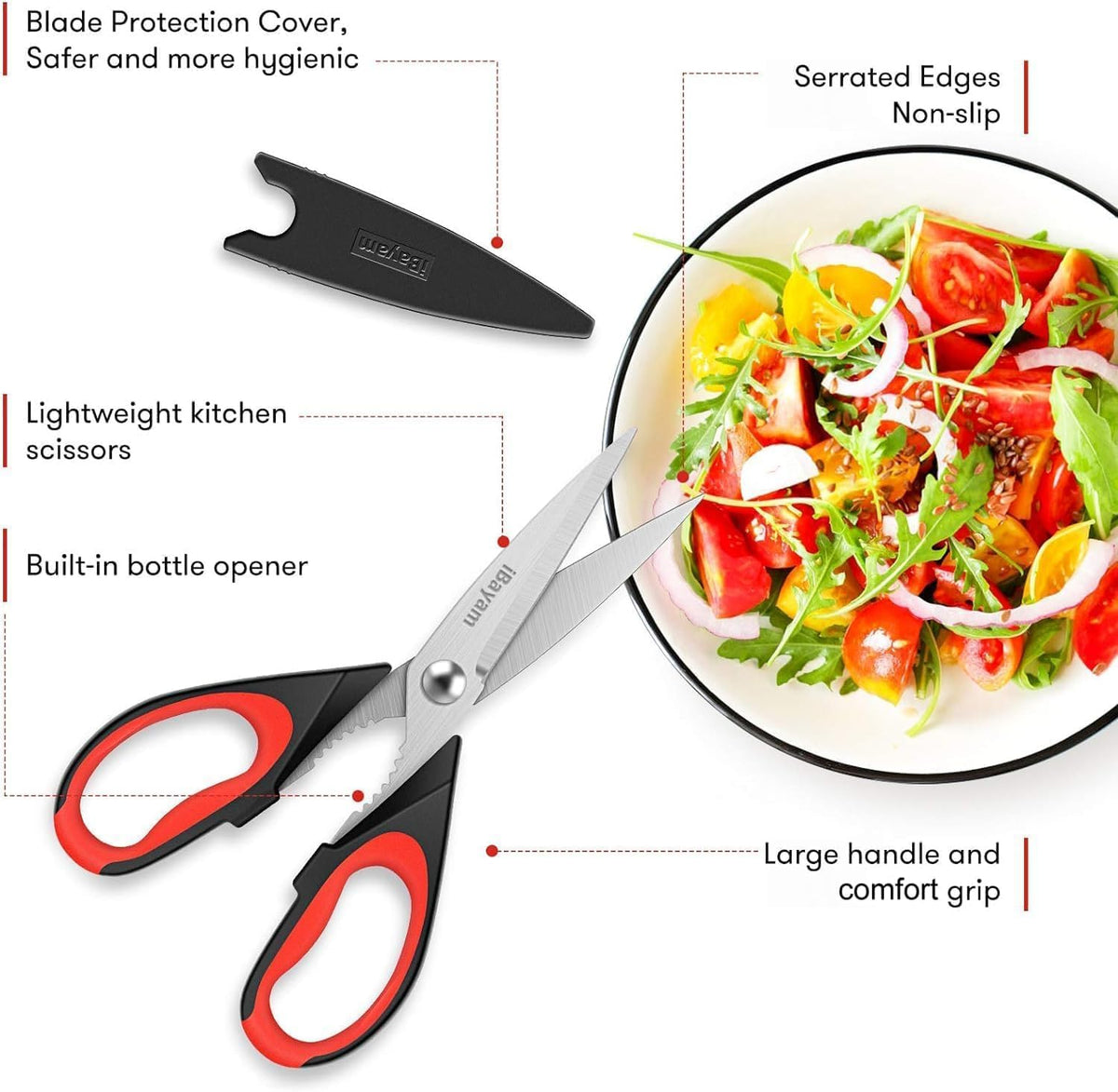 Heavy Duty Kitchen Shears, iBayam Stainless Steel 2-Pack