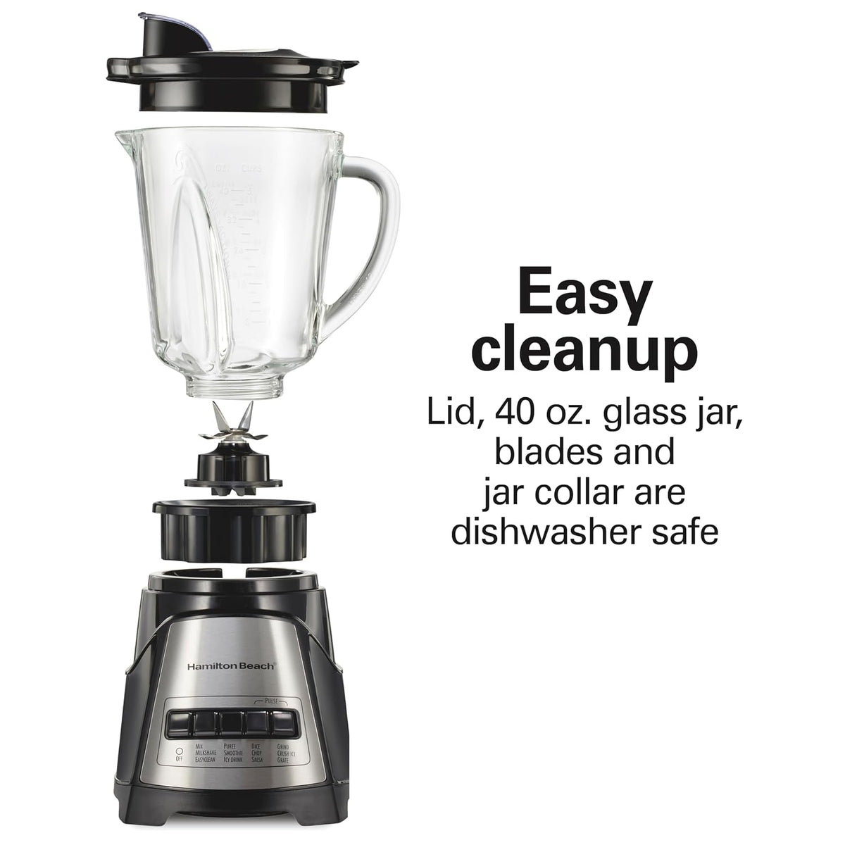Wave Action Countertop Blender 40 Oz Glass Jar, 700W Hamilton Beach