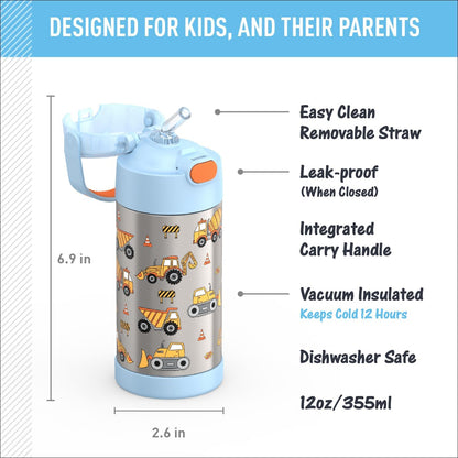 Thermos FUNTAINER Kids Water Bottle with Straw, 12 oz Stainless Steel