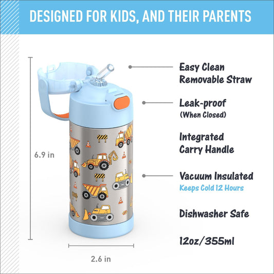 Thermos FUNTAINER Kids Water Bottle with Straw, 12 oz Stainless Steel