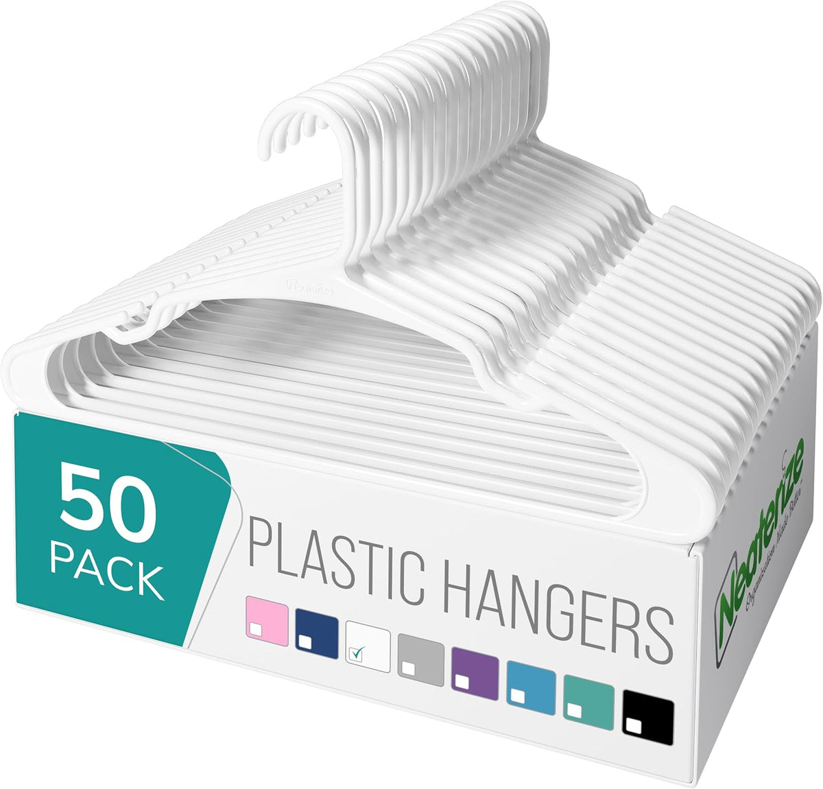 Plastic Clothes Hangers 50 Pack, Neaterize Space Saving Heavy Duty