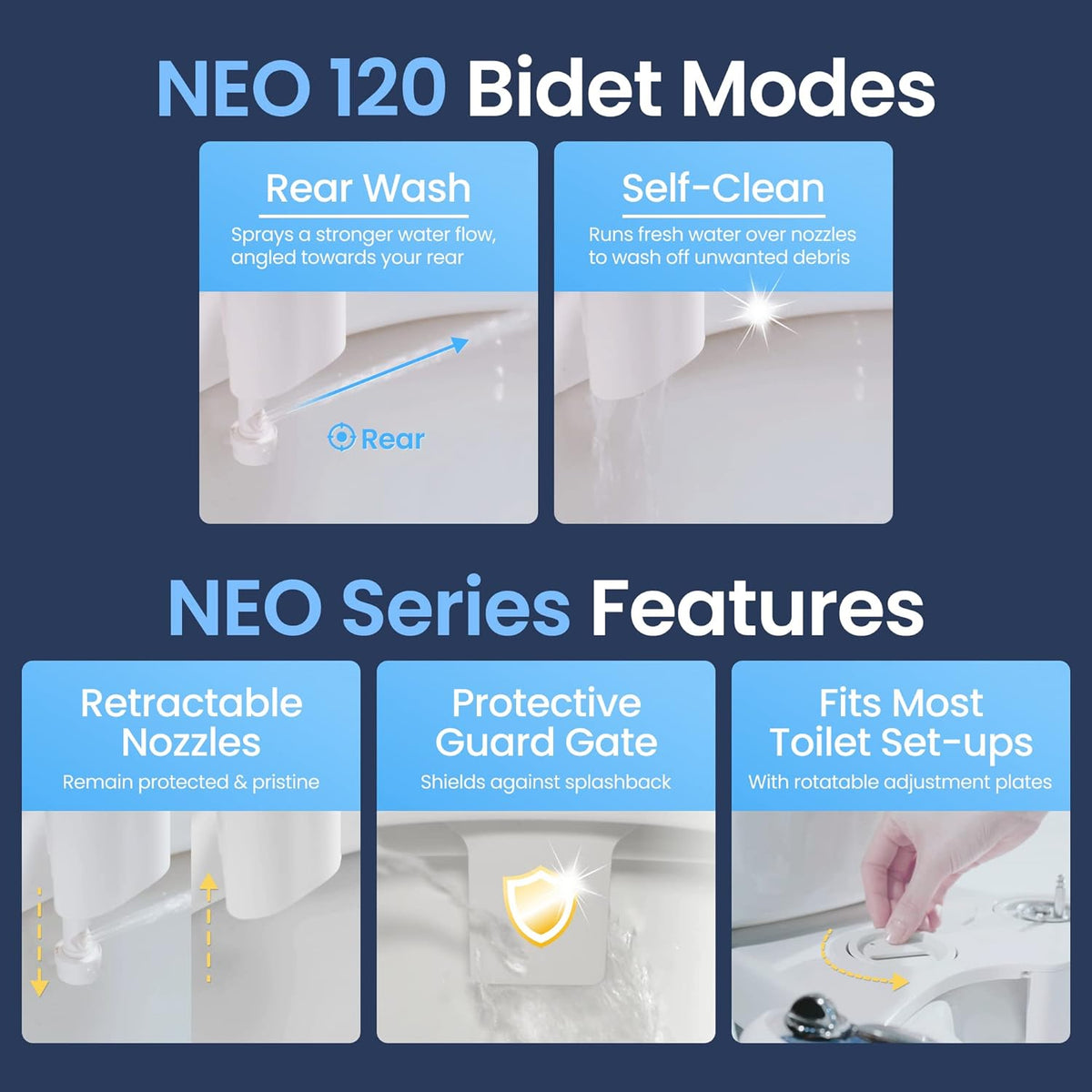 Self-Cleaning Bidet Attachment for Any Toilet - LUXE Bidet NEO 120