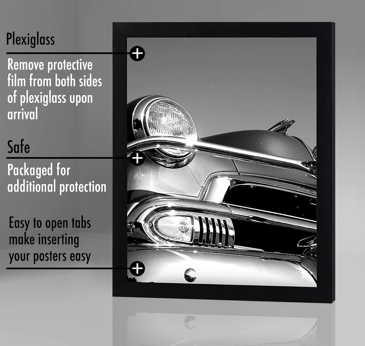 18x24 Poster Frame In Black With Polished Plexiglass And Wide Molding
