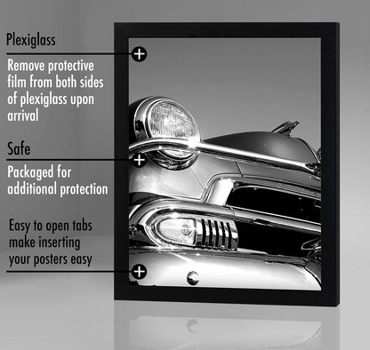 18x24 Poster Frame In Black With Polished Plexiglass And Wide Molding