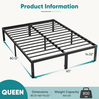 Queen Bed Frame With Storage, OLIXIS Reinforced Steel Slat Support