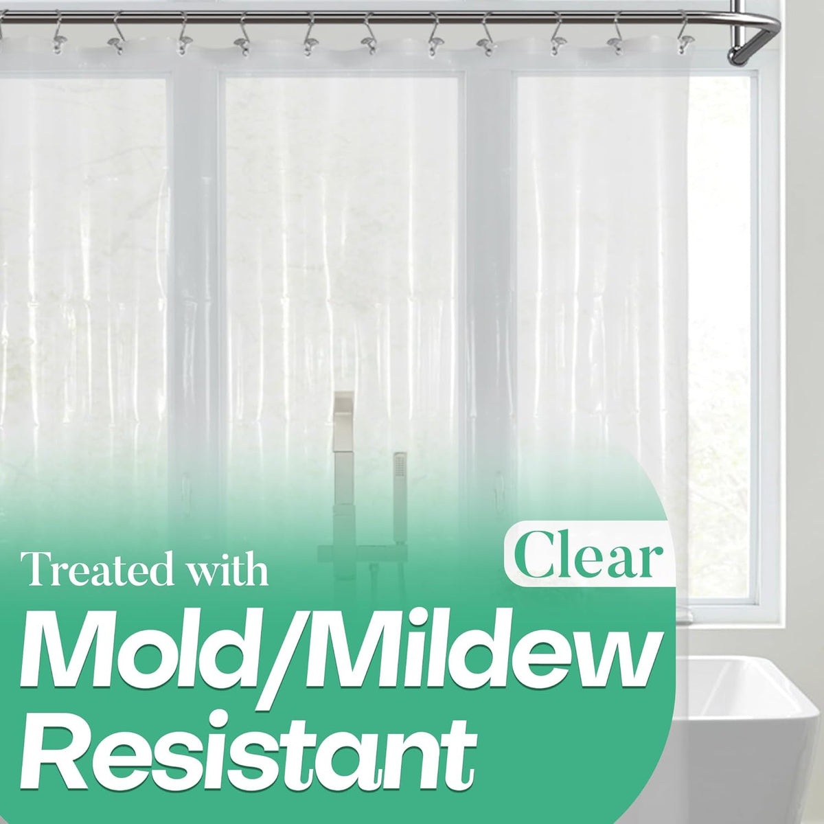 Mrs Awesome Clear Shower Curtain Liner with Magnets, 72x72 PEVA