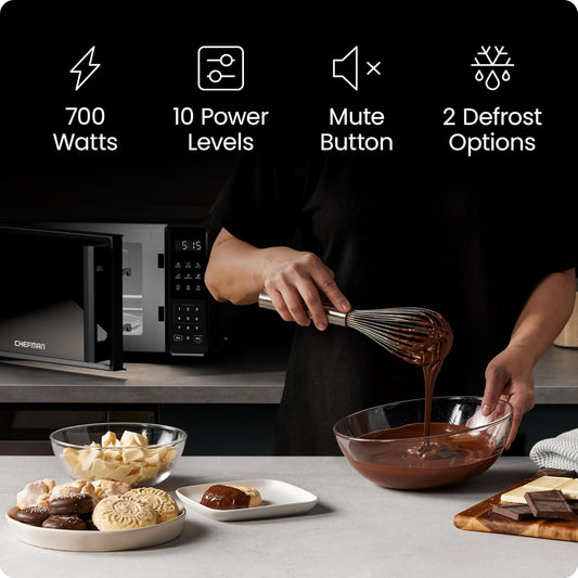 Compact 0.7 Cu Ft Countertop Microwave with 6 Presets and Mute Button