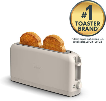 BELLA Slim 2-Slice Toaster, 10-Inch Slot for Sourdough, 6 Shade Settings