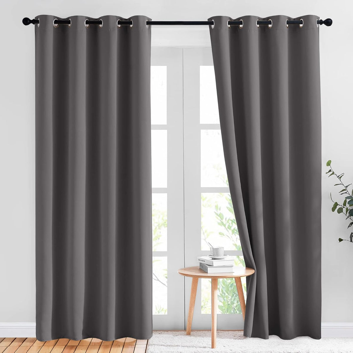 Gray Blackout Curtains 84 Inch Long, NICETOWN Thermal Grommet Panels