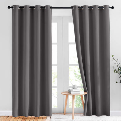 Gray Blackout Curtains 84 Inch Long, NICETOWN Thermal Grommet Panels