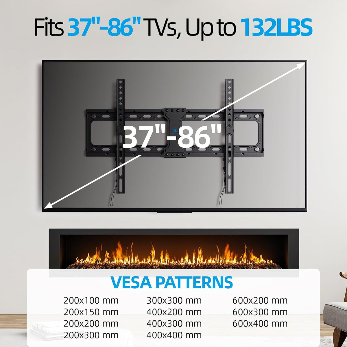 Fixed TV Wall Mount For 37-86 Inch Screens, Low Profile By USX STAR