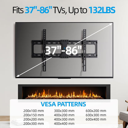 Fixed TV Wall Mount For 37-86 Inch Screens, Low Profile By USX STAR