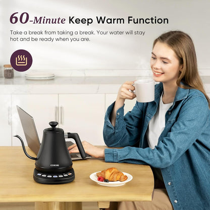 Cosori Gooseneck Electric Kettle for Pour Over Coffee, 5 Presets, 0.8L