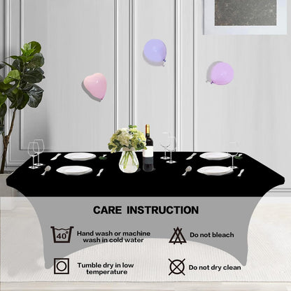 Stretch Black Tablecloth 6ft Rectangular - IVAPUPU 2-Pack