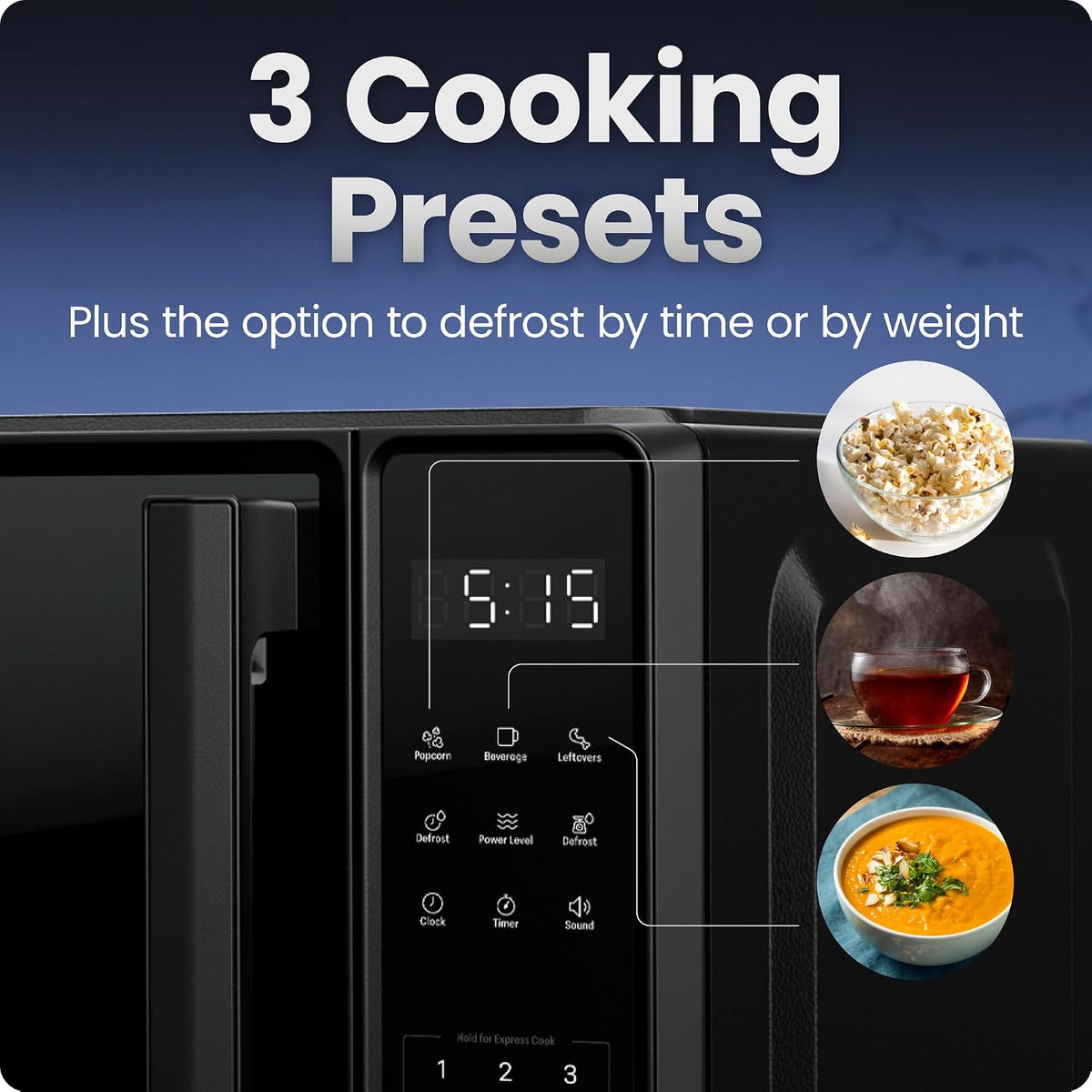 Compact 0.7 Cu Ft Countertop Microwave with 6 Presets and Mute Button
