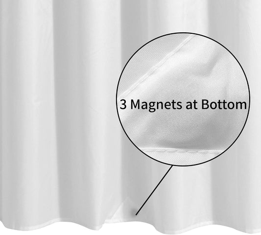 Waterproof Fabric Shower Curtain Liner with 3 Magnets, 72x72 White