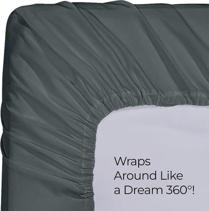 Queen Fitted Sheet Deep Pocket Soft Microfiber by Utopia Bedding Grey