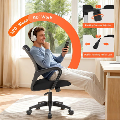 Ergonomic Mid-Back Desk Chair with Breathable Mesh and Lumbar Support