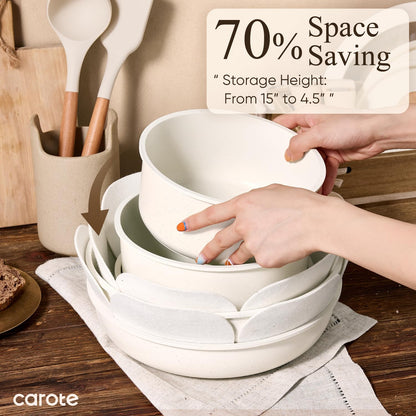 CAROTE 19-Piece Detachable Handle Cookware Set, Space Saving Nonstick