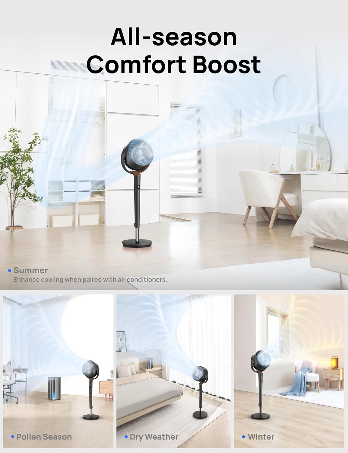 Quiet Oscillating Pedestal Fan for Bedroom Cooling - DREO Fan 512