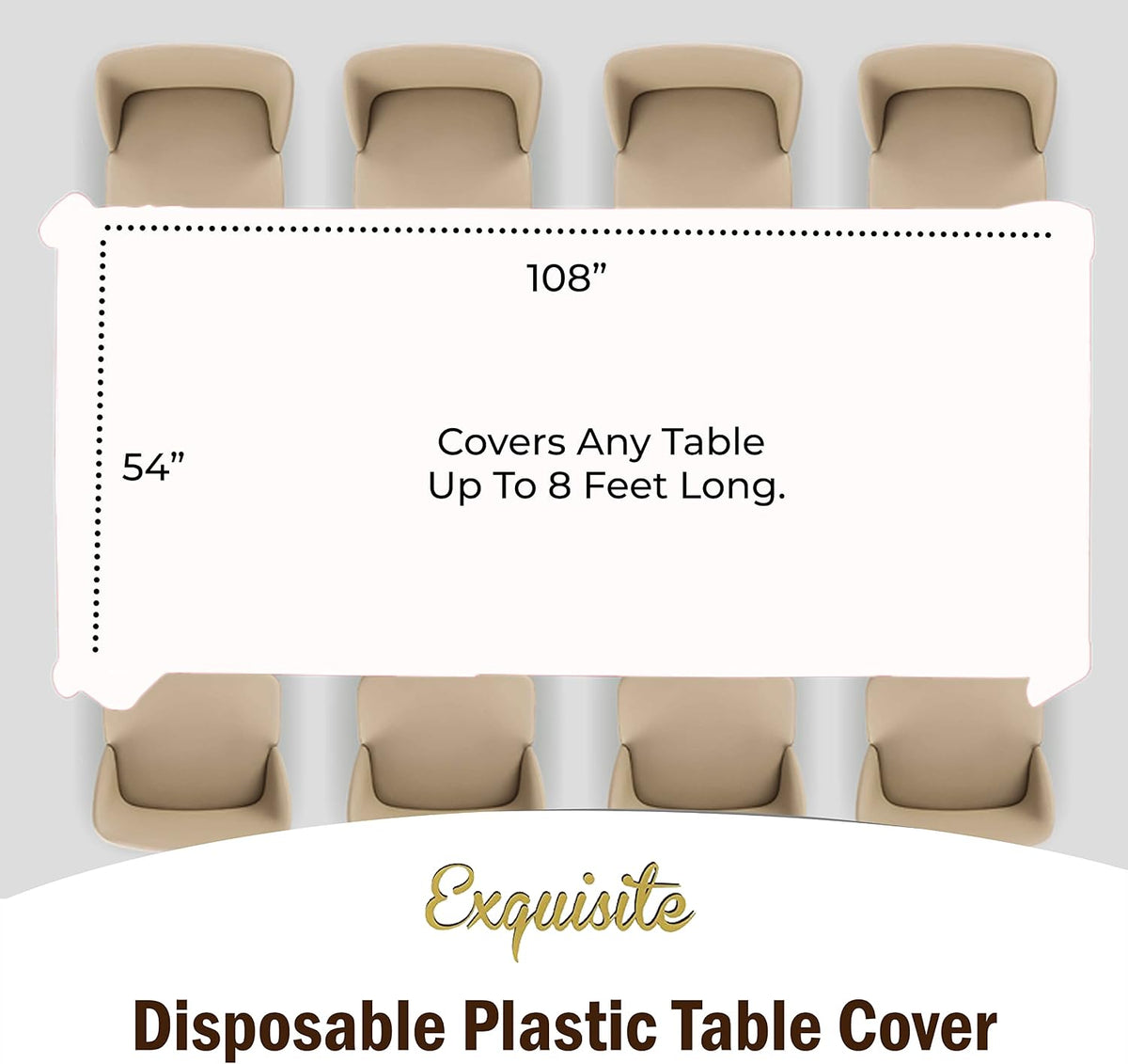 White Plastic Tablecloth 6-Pack, Party Solids 54x108 Inch