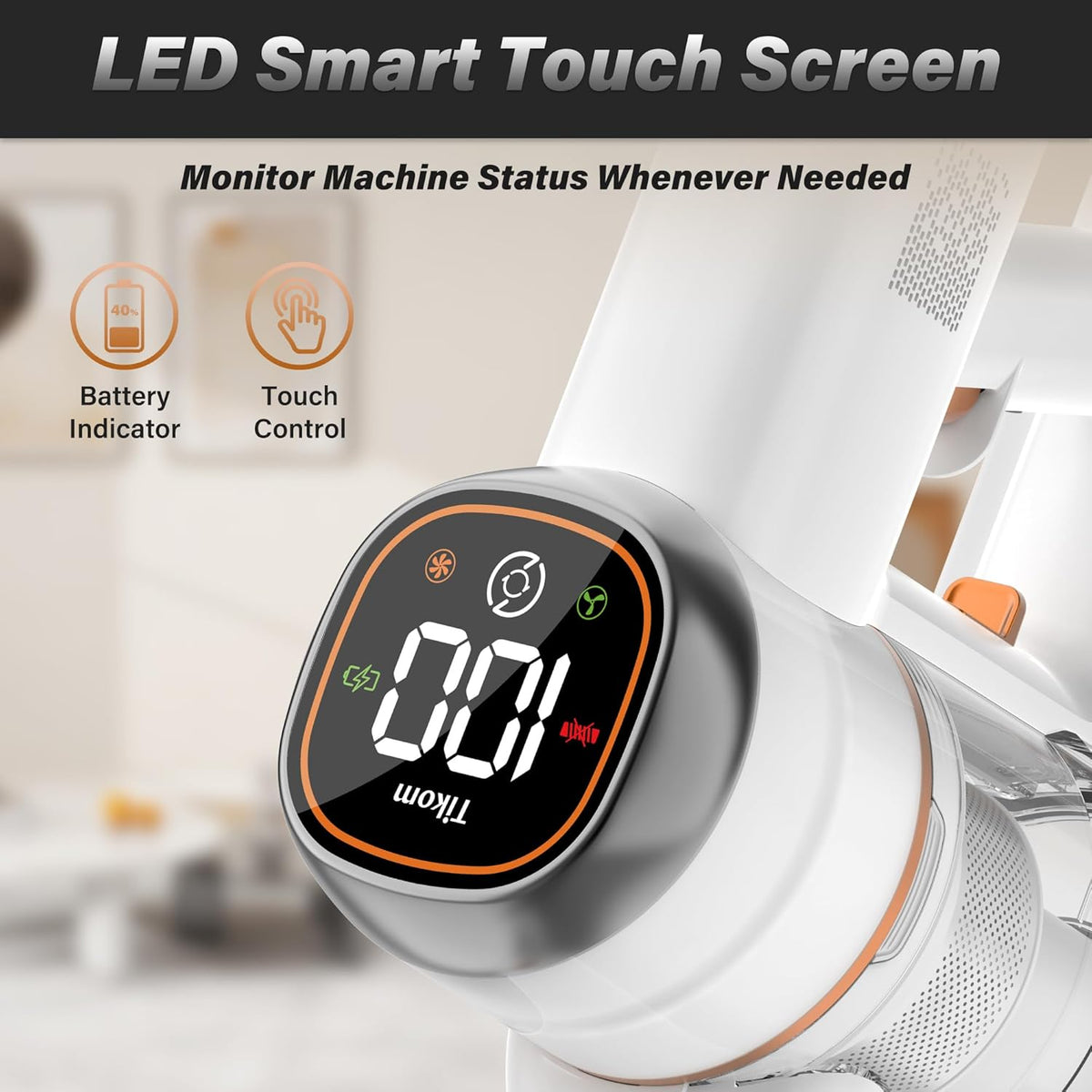 Cordless Stick Vacuum for Pet Hair & Hard Floors Tikom V500 LED Screen