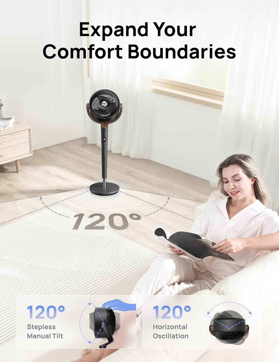 Quiet Oscillating Pedestal Fan for Bedroom Cooling - DREO Fan 512