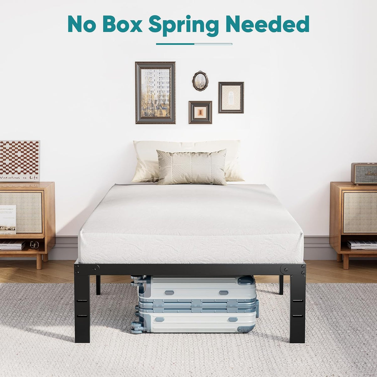 Twin Platform Bed Frame Heavy Duty Steel With Storage Sweetcrispy