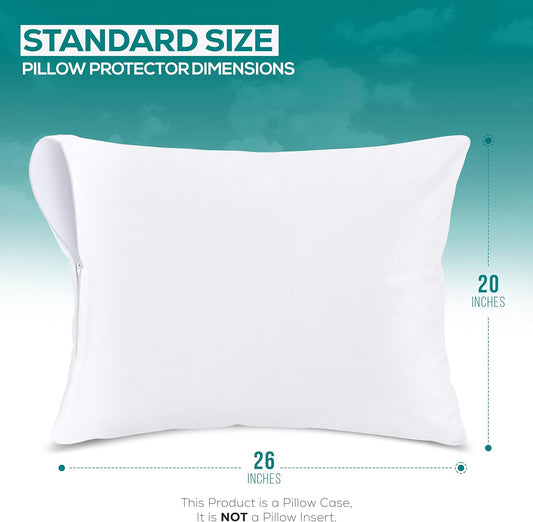 Waterproof Pillow Protectors, Set of 4, Zippered Jersey Utopia Bedding