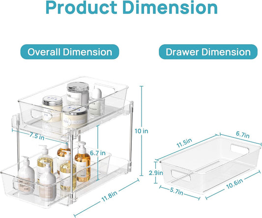 Clear Under Sink Organizer 4 Pack, Vtopmart 2 Tier Pull Out Storage