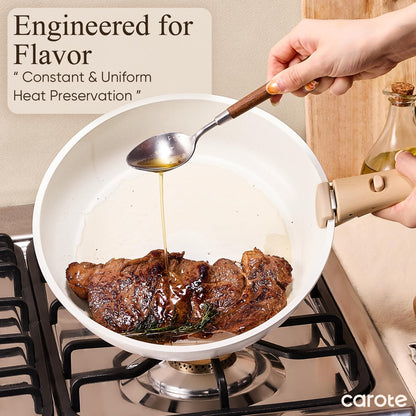 CAROTE 19-Piece Detachable Handle Cookware Set, Space Saving Nonstick