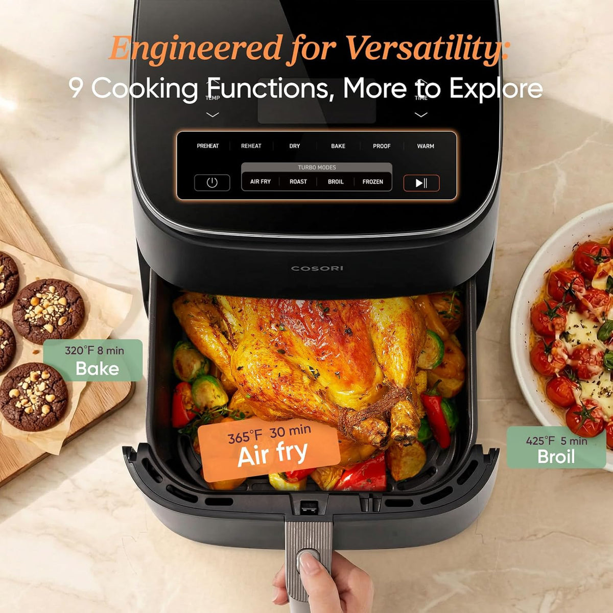 6 Qt TurboBlaze Air Fryer With PFAS-Free Ceramic Coating Cosori