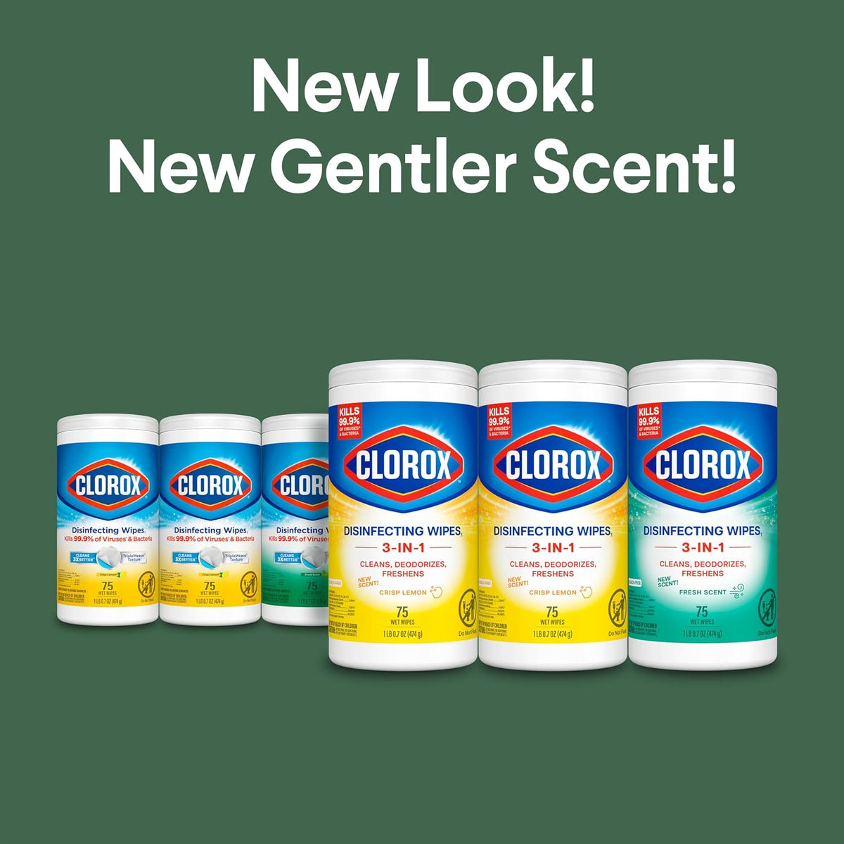 Bleach-Free Disinfecting Wipes, Lemon & Fresh Scent, Clorox 225 Count