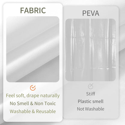 Waterproof Fabric Shower Curtain Liner with 3 Magnets, 72x72 White