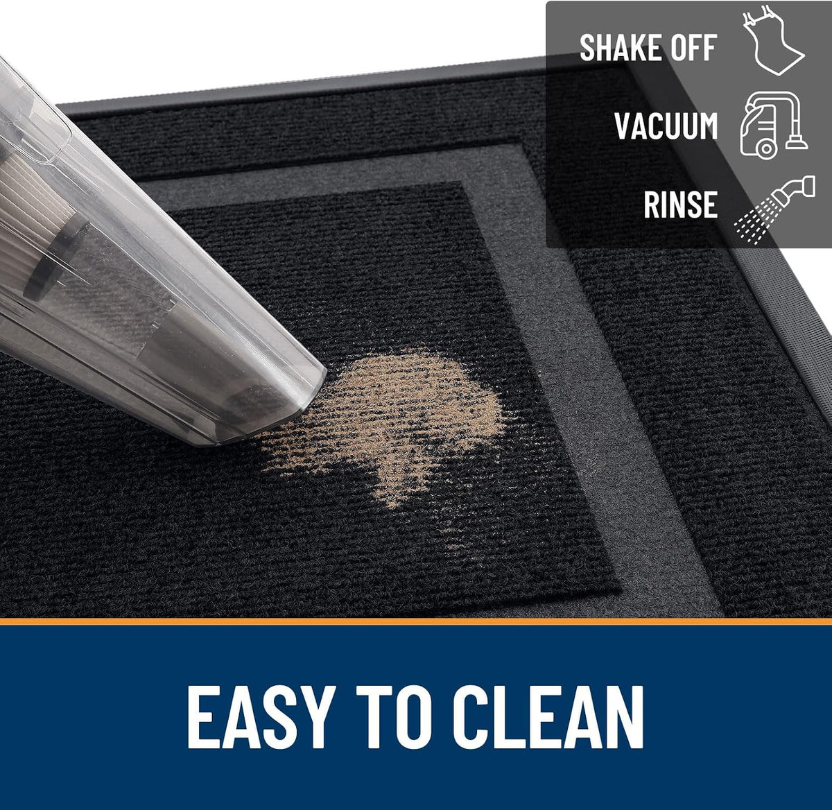 Low Profile Doormat for Front Door, 29.5x17 Black by OLANLY