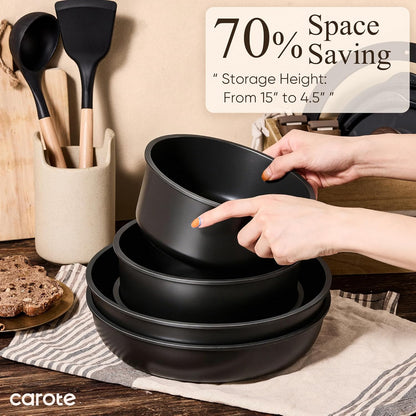 CAROTE 19-Piece Detachable Handle Cookware Set, Nonstick Pots and Pans