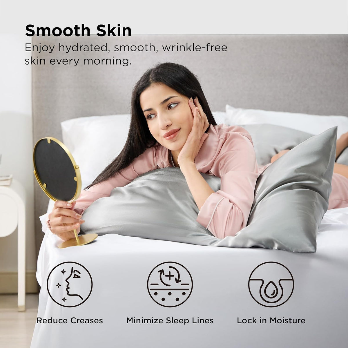 Queen Satin Pillowcase Set of 2, Bedsure Cooling Cover for Hair and Skin